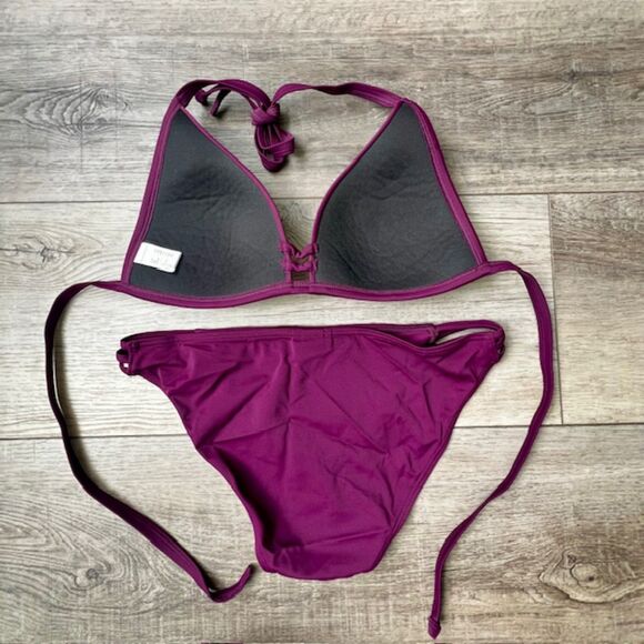 Bruno Banani 2 piece burgandy wine bathing bikini suit with Becca Swim cover - Picture 4 of 10